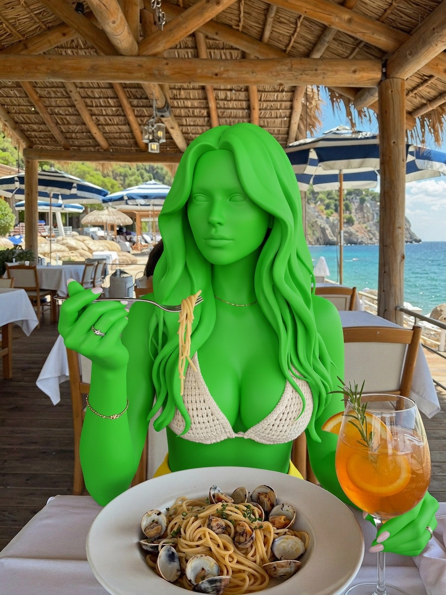 Template for Outdoor Restaurant By Sea With Pasta
