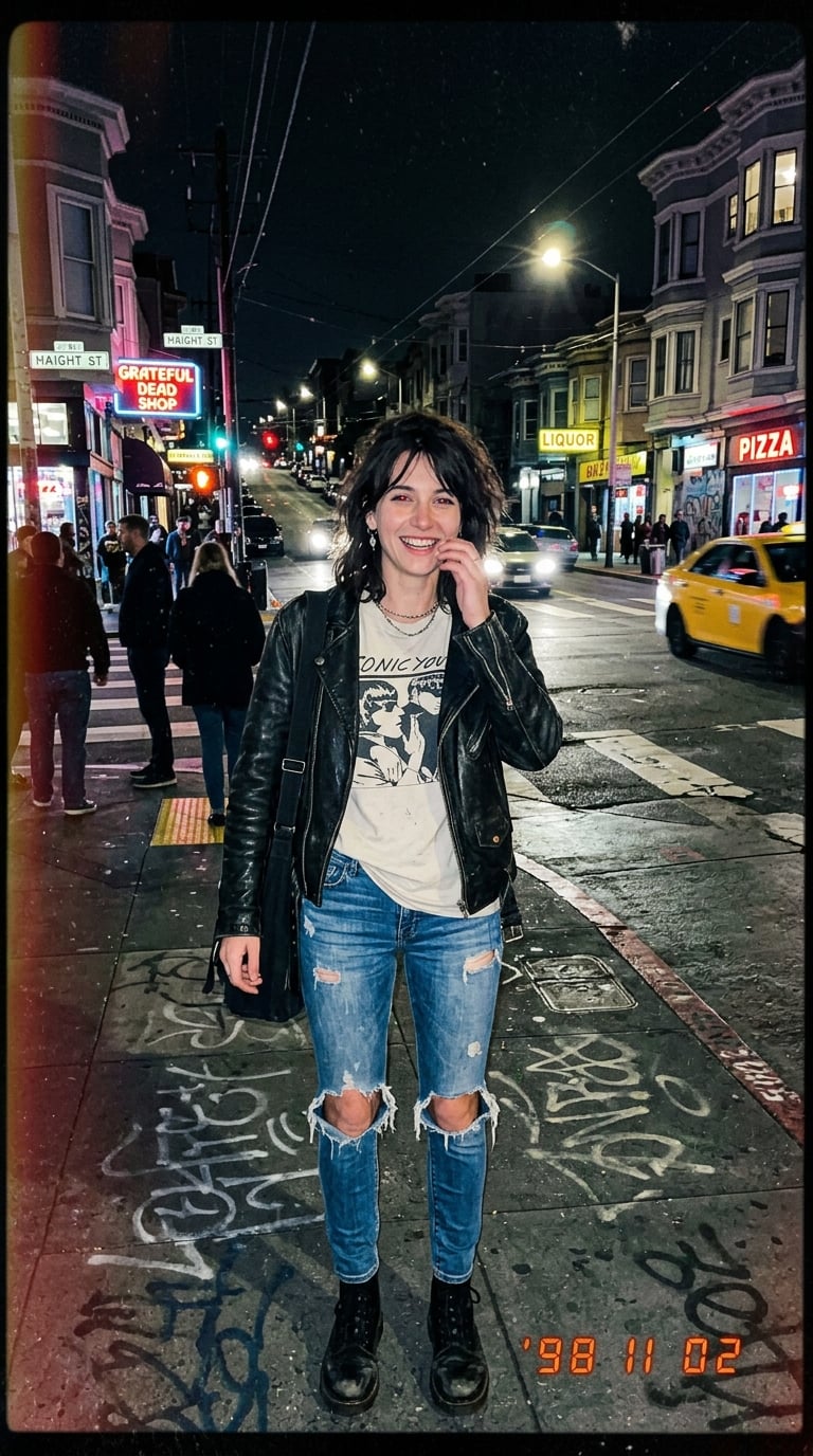 Laughing On San Francisco Street At Night