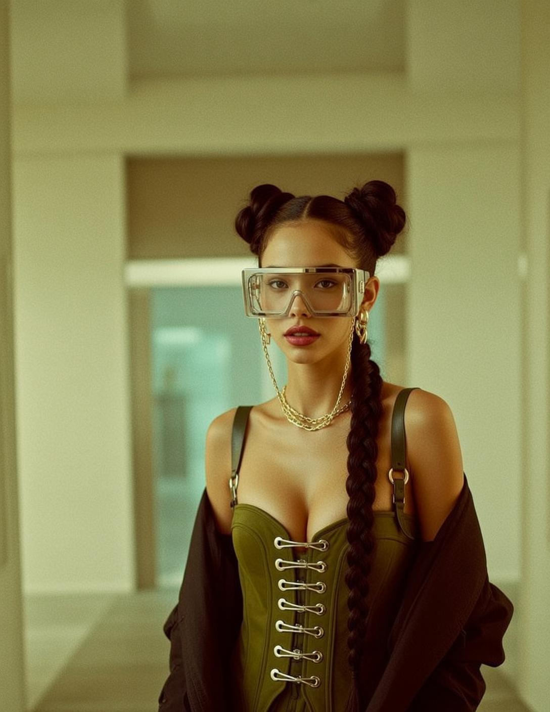 Creative Young Dark Brown Styled Two Buns