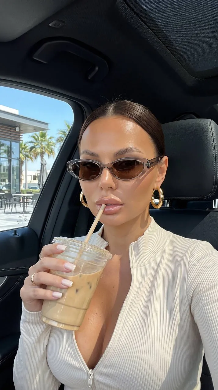 Car Selfie With Gold Hoop Earrings