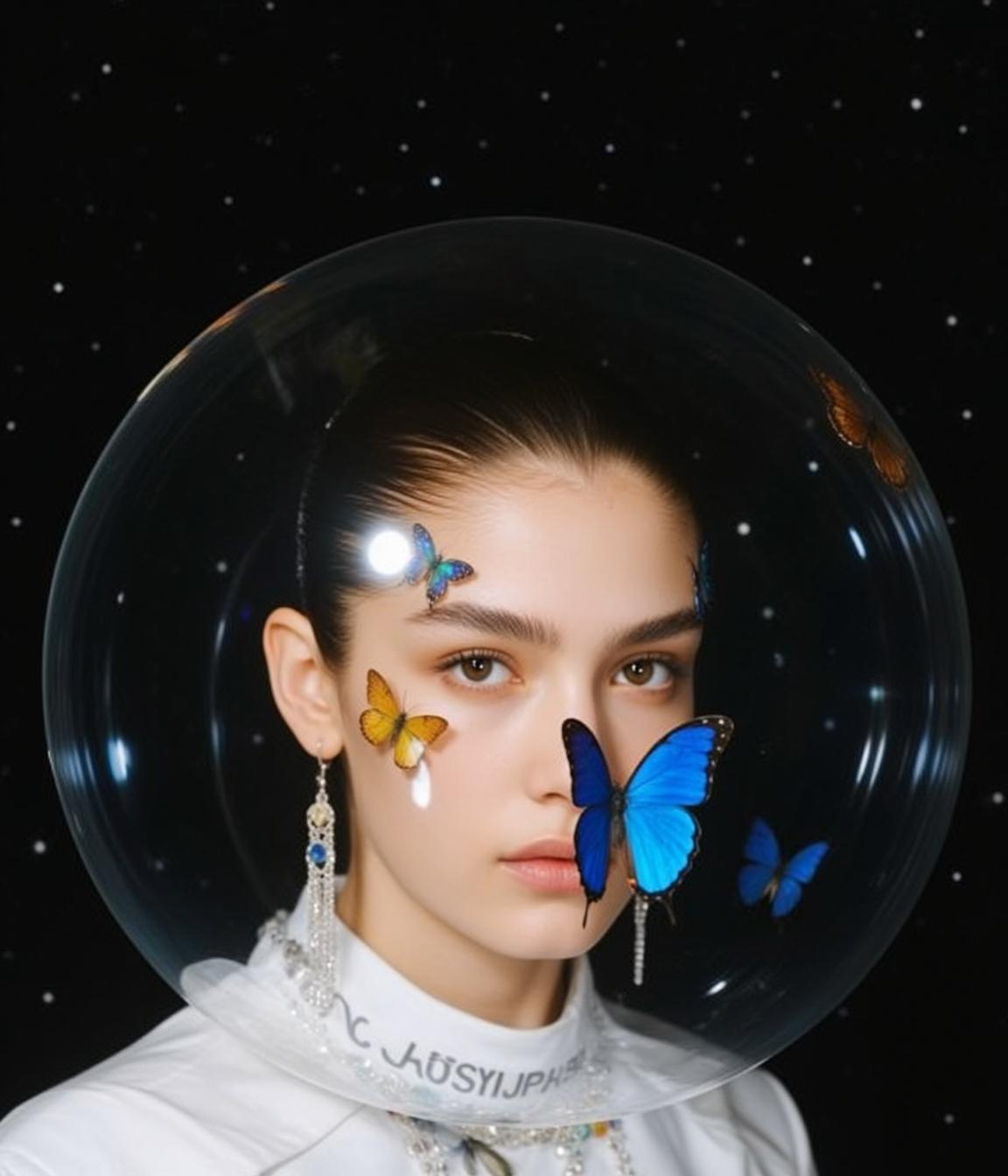 Astronaut Helmet Butterfly Portrait