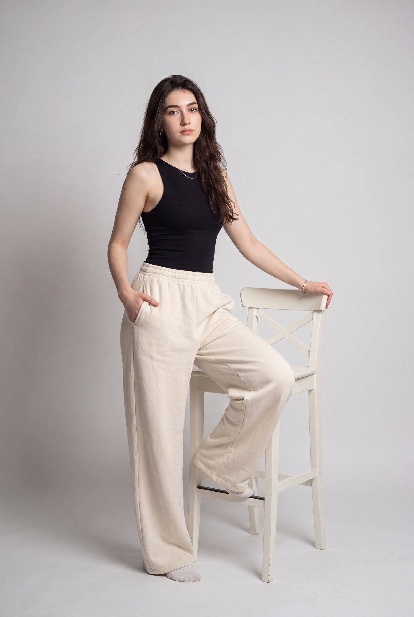Minimalist Studio Fashion Portrait Standing Pose