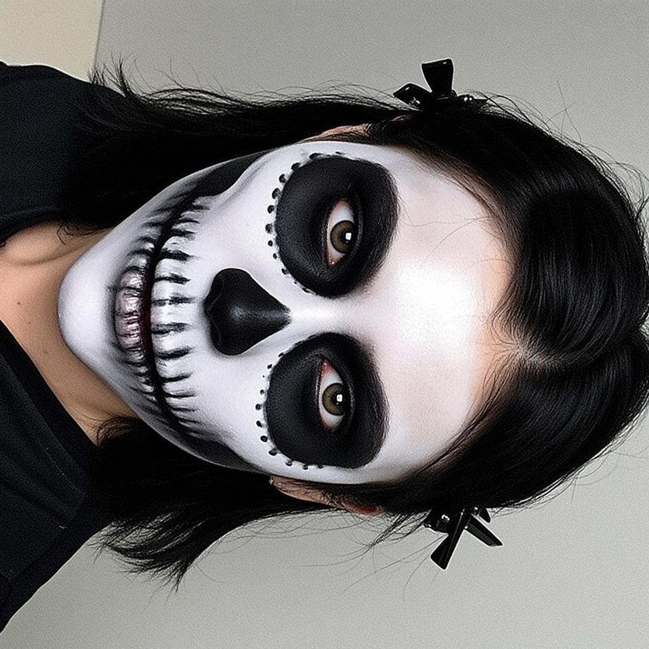 Halloween Makeup Skull Paint Black Pale White