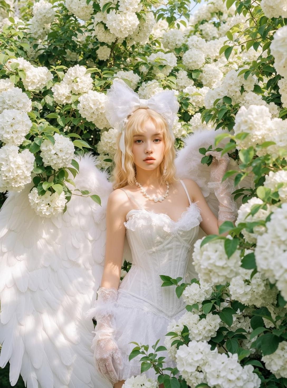 Fairycore Young Blonde Wavy Hair White Lace