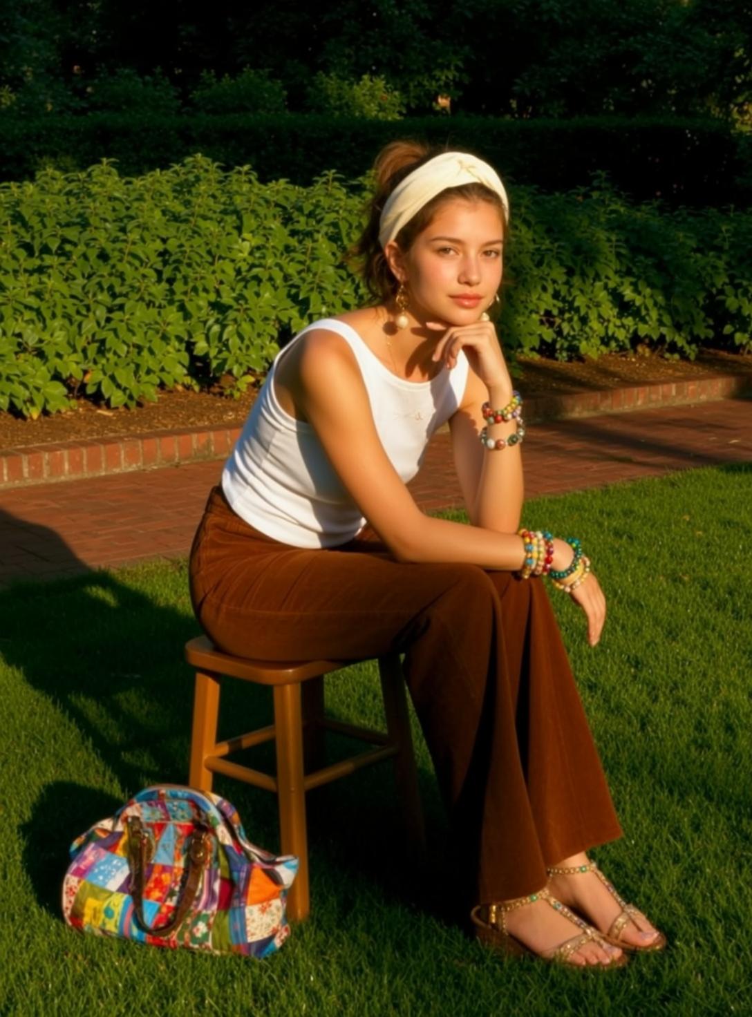 Indie Young Brown Pulled Back Ponytail White