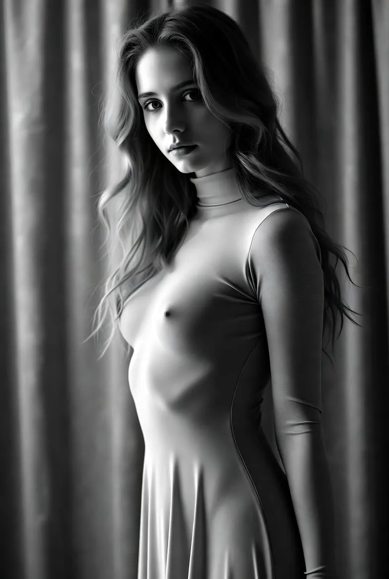 Black And White Woman Neutral Expression Hip Pose