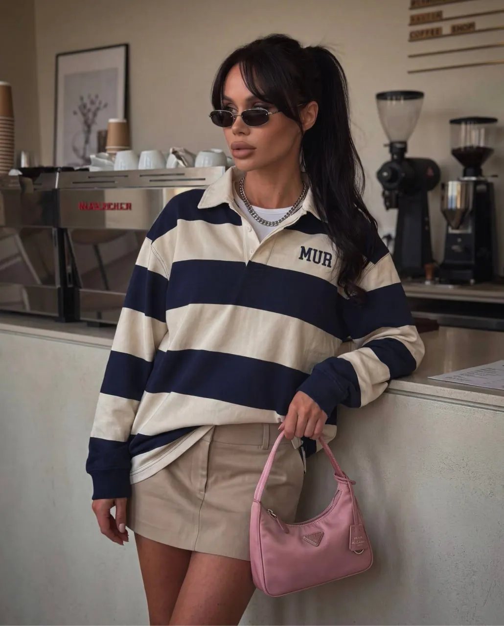 Girl In Coffee Shop Casual Fashion Iphone Shot