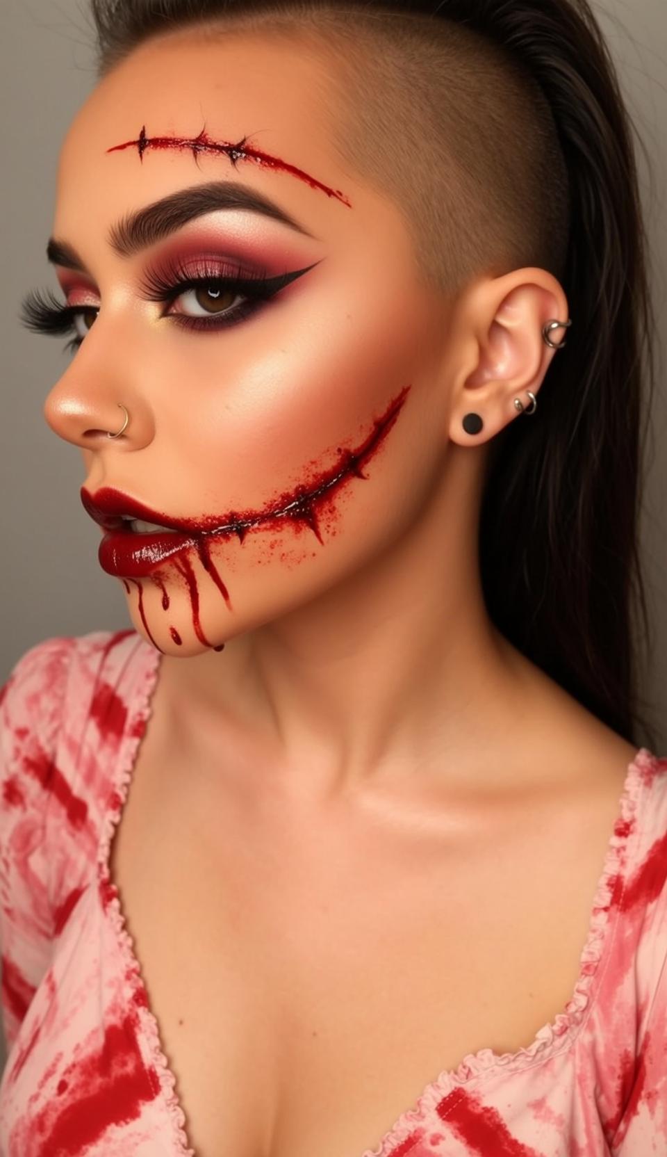 Halloween Makeup Dramatic Black Shaved One Side