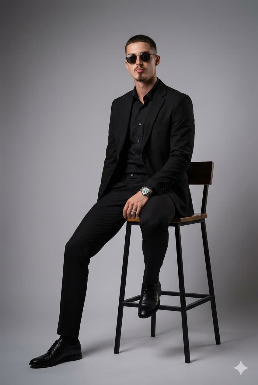 Gray Studio Stool Portrait