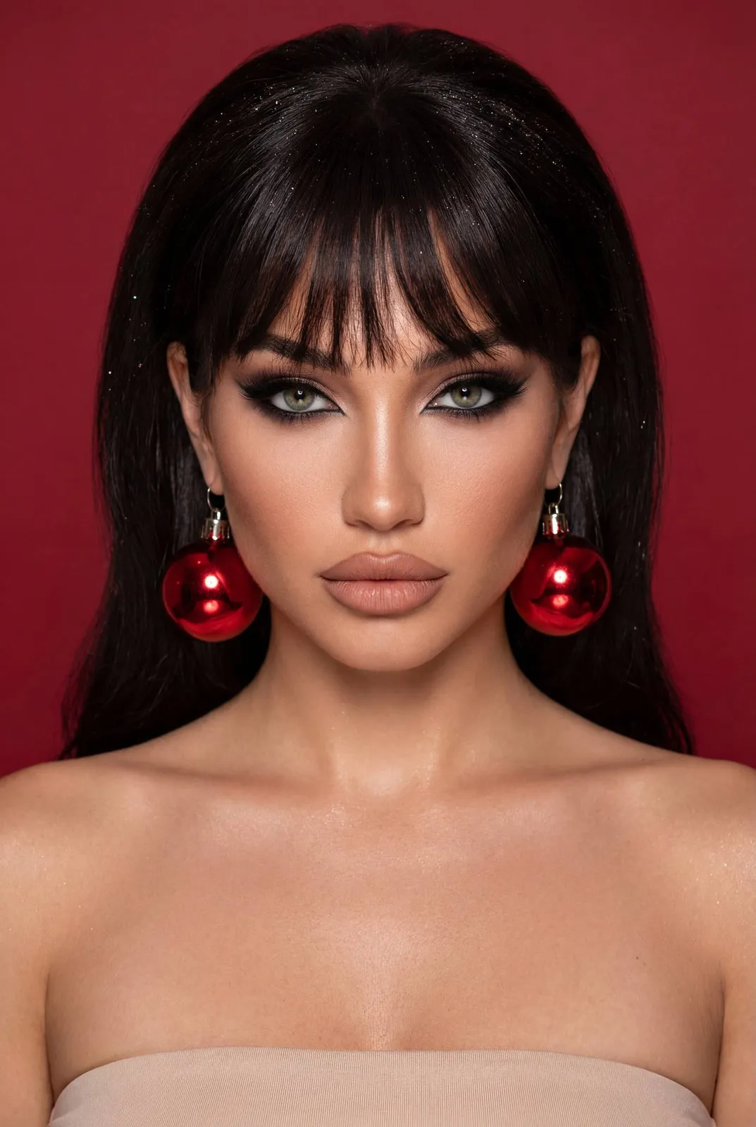 Makeup And Earrings In Studio Portrait