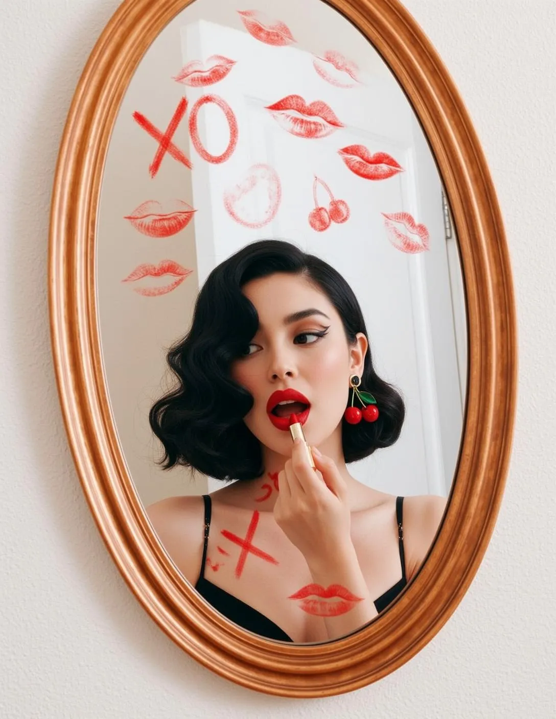 Makeup And Earrings By A Wall