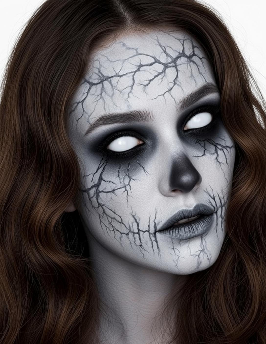 Cracked Porcelain White Background Portrait