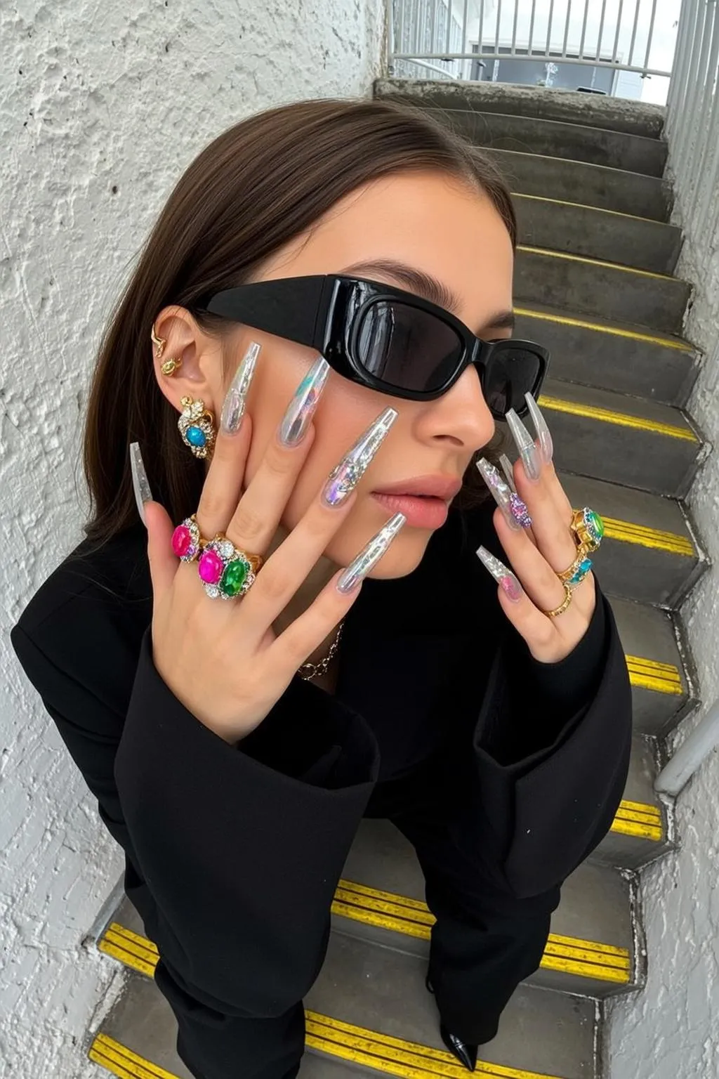 Piercings Earrings Necklace And Rings In Street Portrait