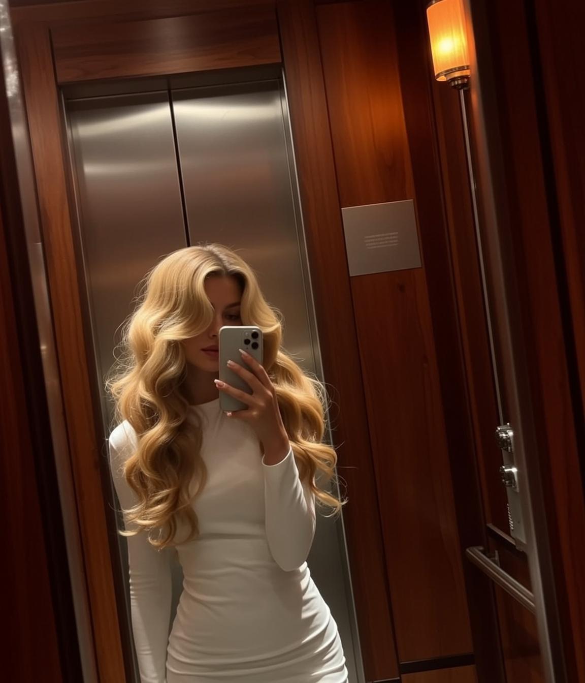 Elevator Selfie White Dress