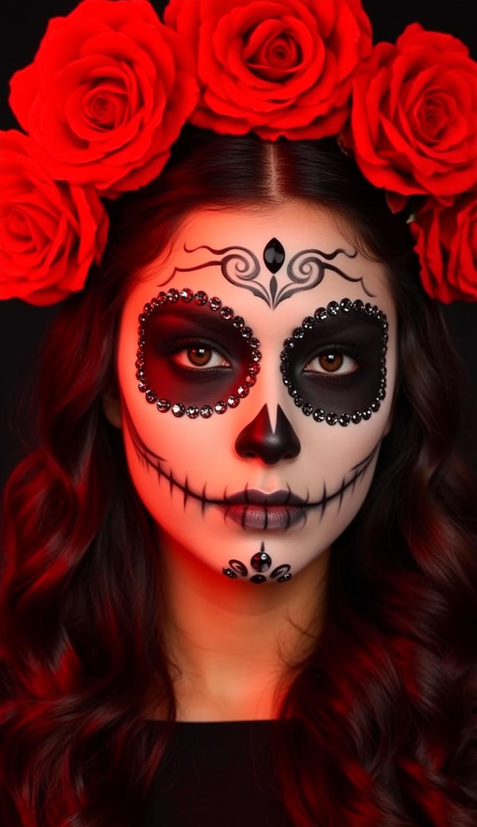 Halloween Makeup Sugar Skull Dark Wavy Pale