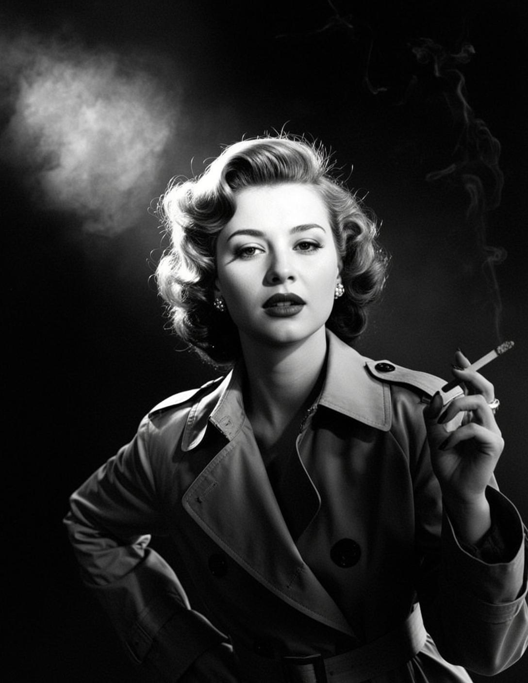 Striking High-contrast Black And White Portrait Woman Her Late 20s