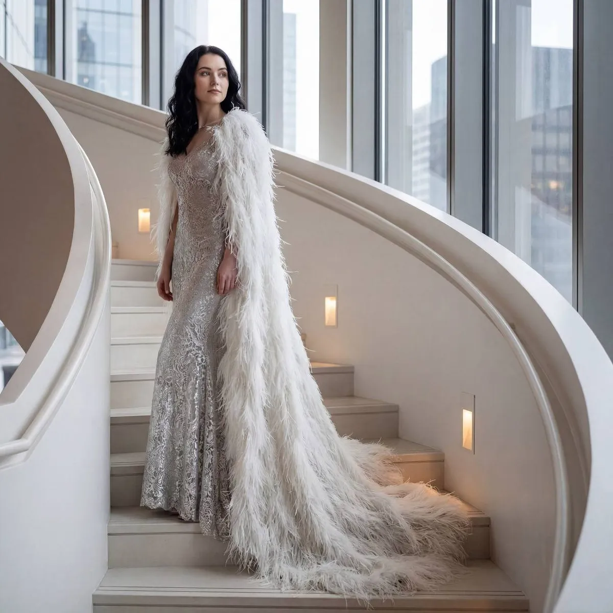 Curved Staircase Fashion Portrait