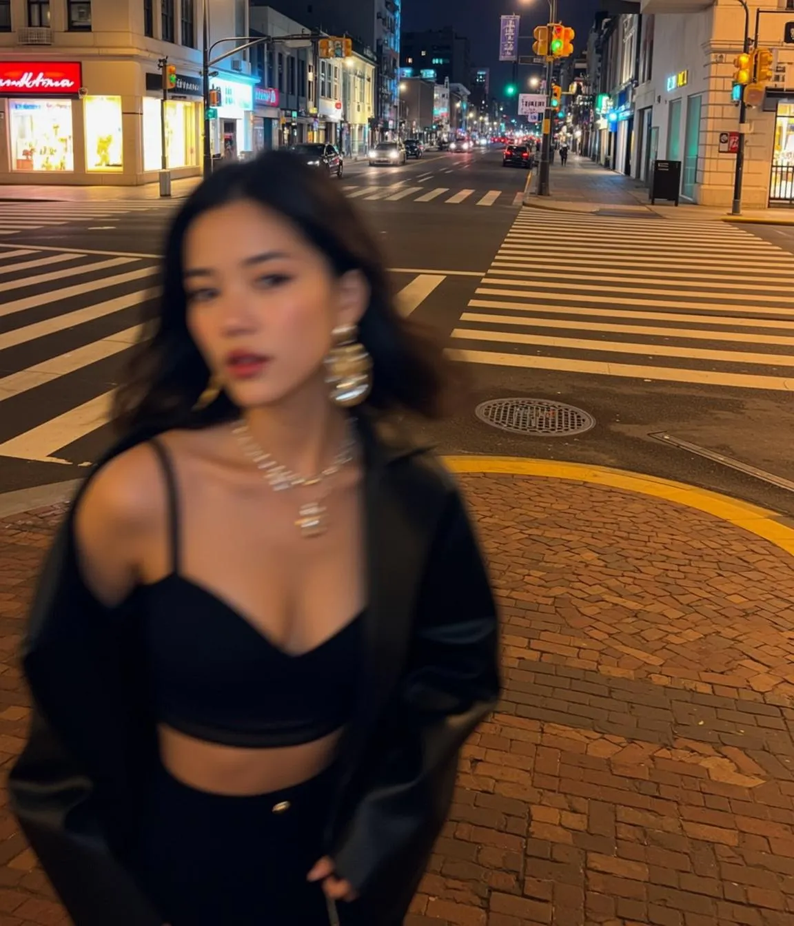 Makeup Earrings And Necklace In Street Portrait