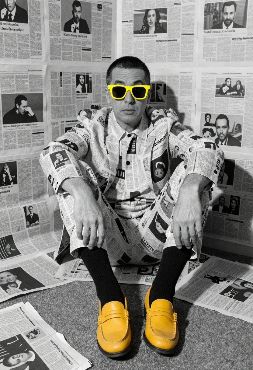Medium And Scene High-fashion Studio Portrait Man Monochrome With Selective reference photo