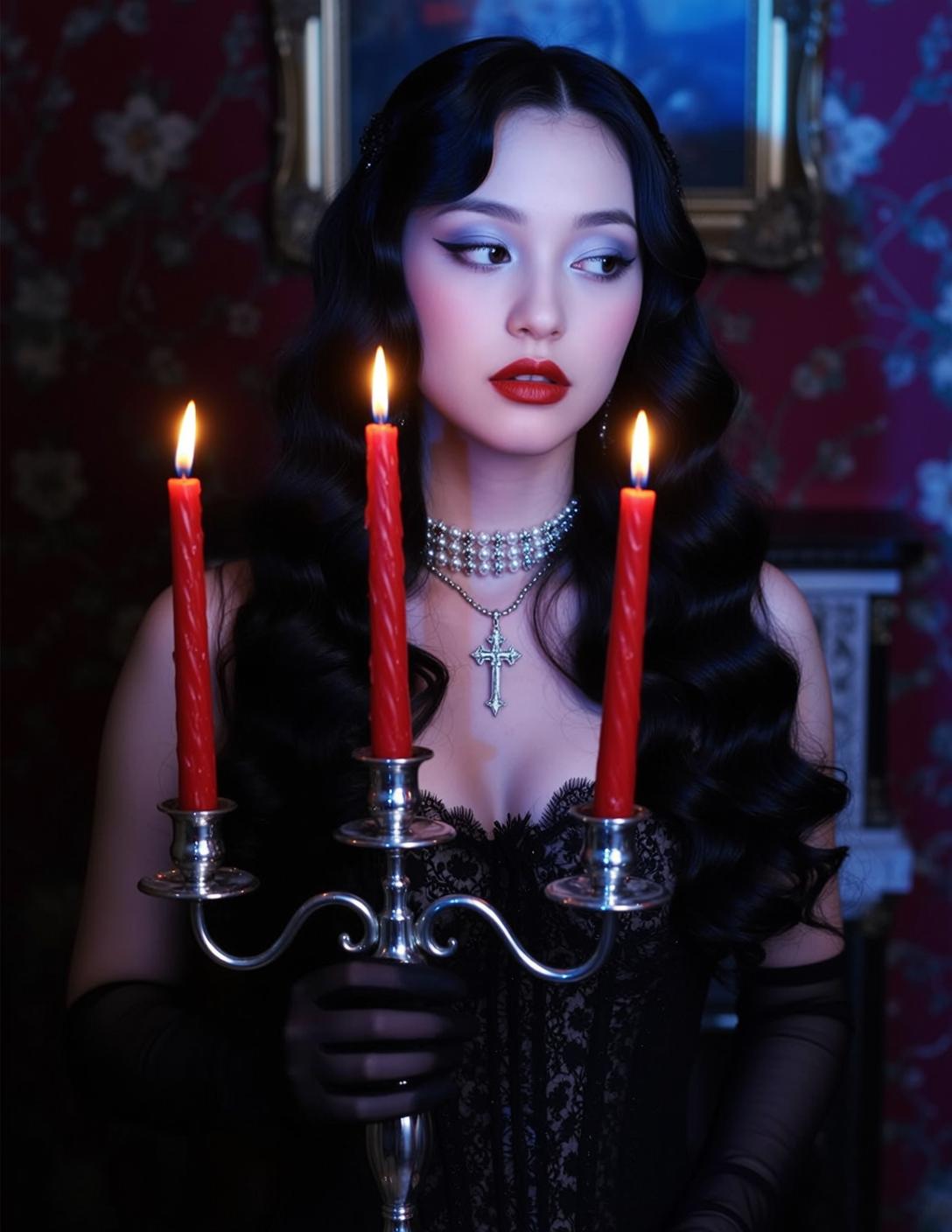 Candlelight Candelabra Gothic Portrait