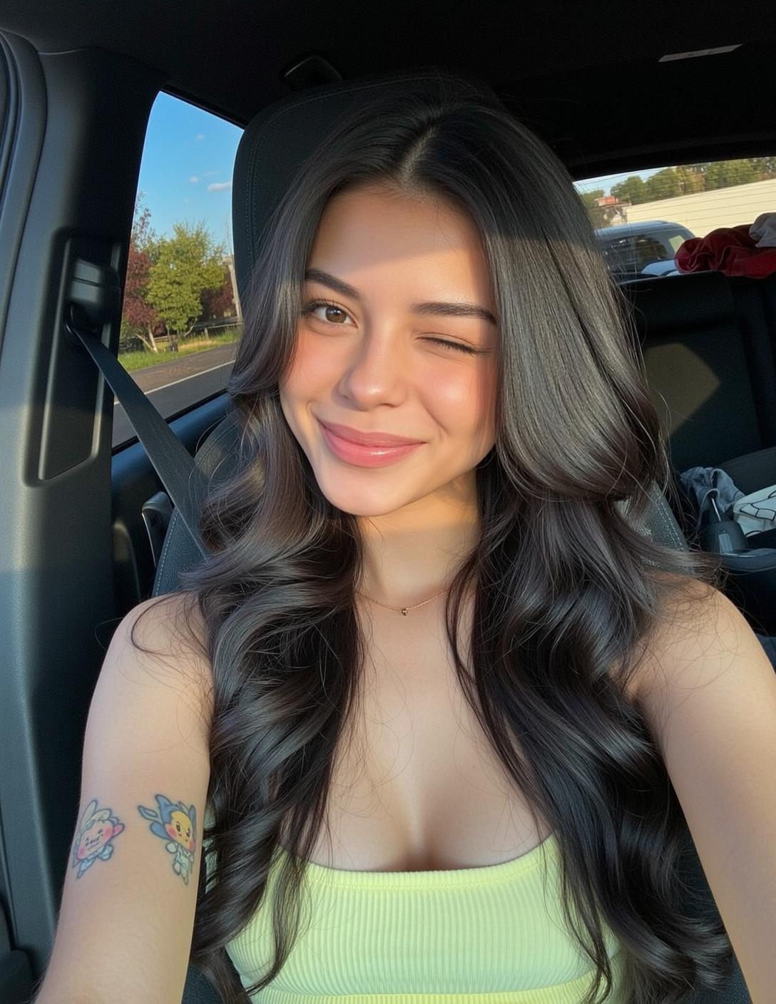 Necklace And Tattoos By A Car reference photo