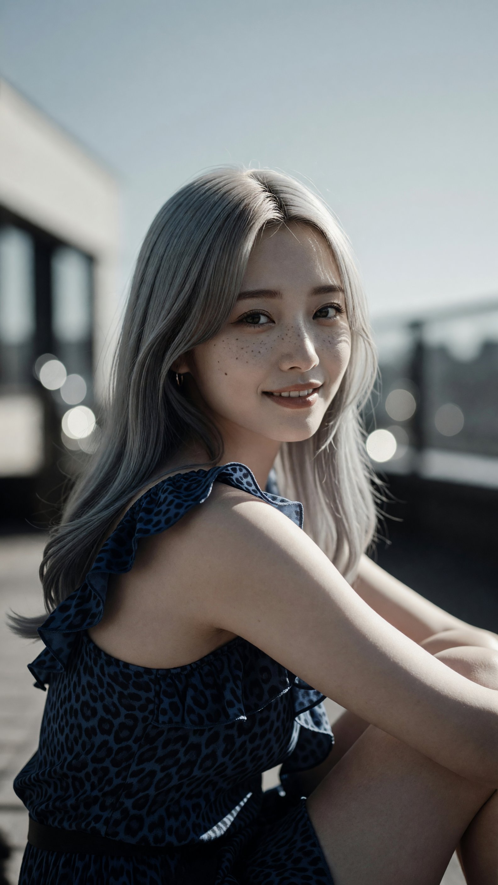Photorealistic Editorial In With Shoulder Length Ash Grey Captured