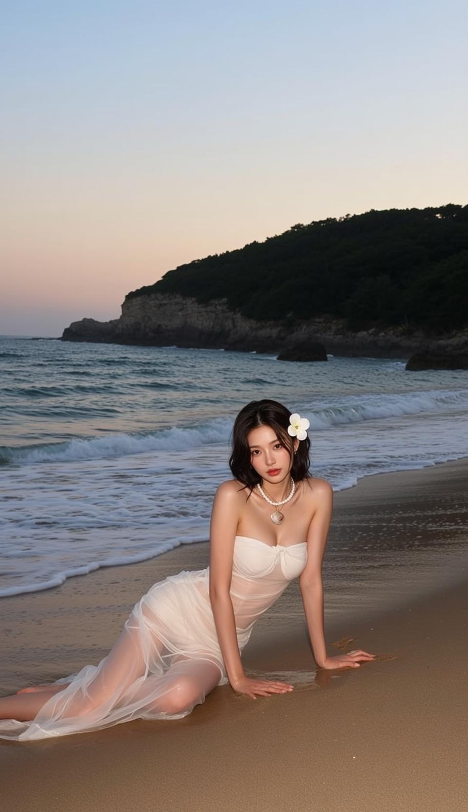 Pearl Necklace Beach Portrait