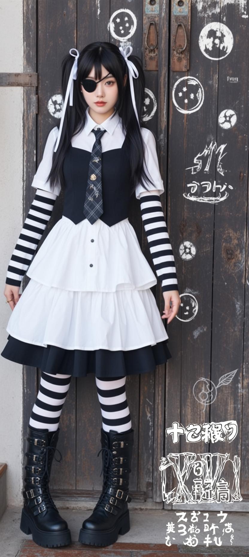Eyepatch Ruffle Skirt Doorway Look