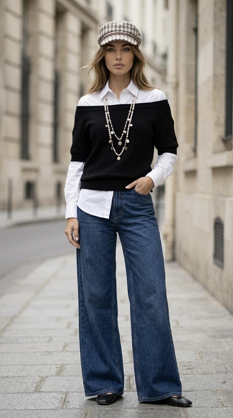 Parisian Fashion Influencer Natural Daylight Urban Scene