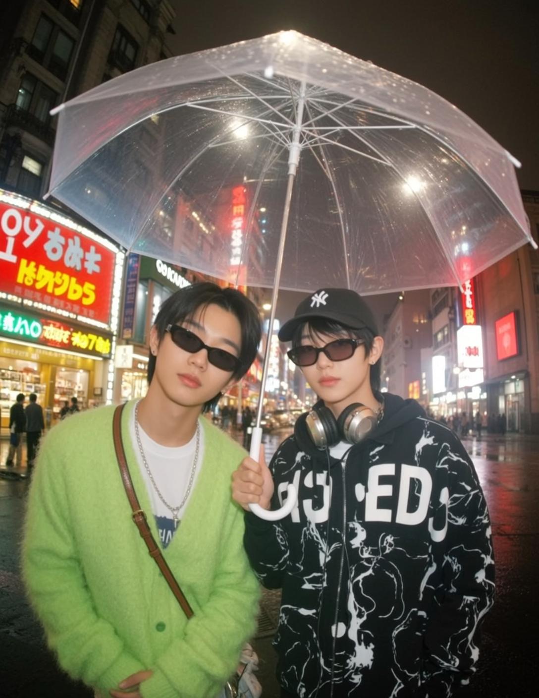 Fisheye Two Young Asian Men Black Short