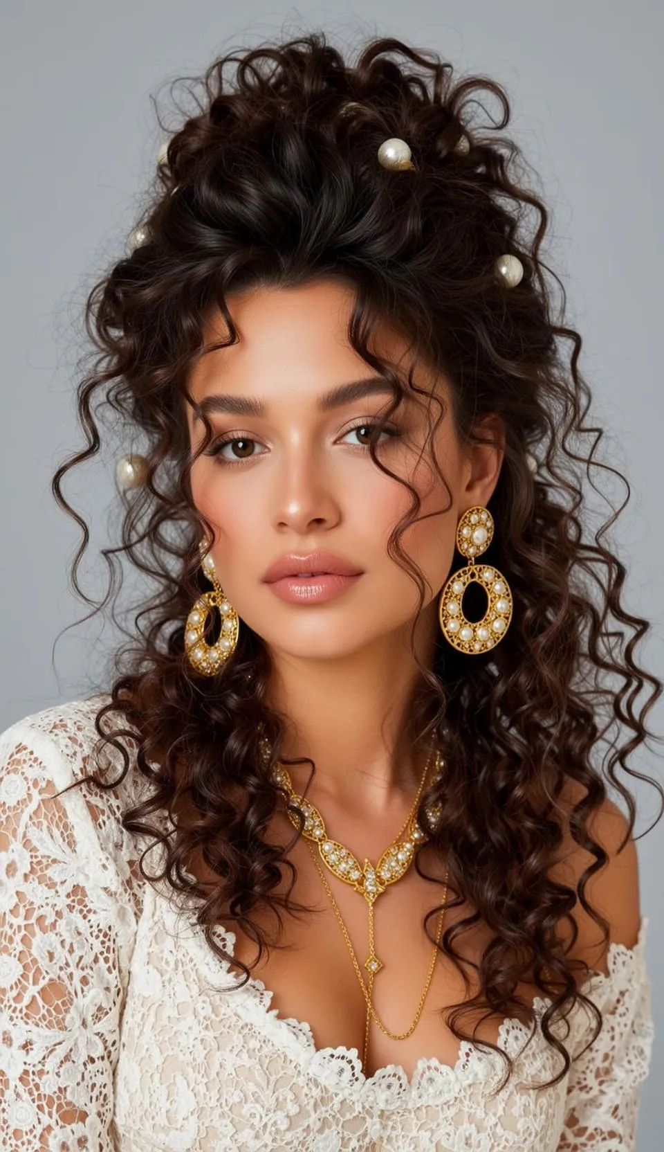 Pearl Adorned Curly Hair Studio