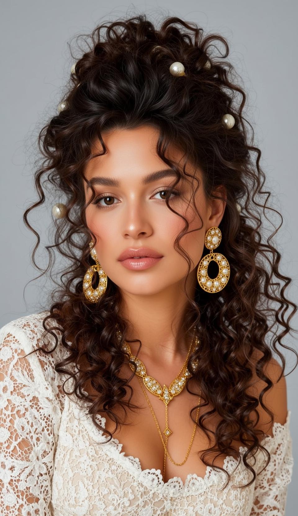 Pearl Adorned Curly Hair Studio
