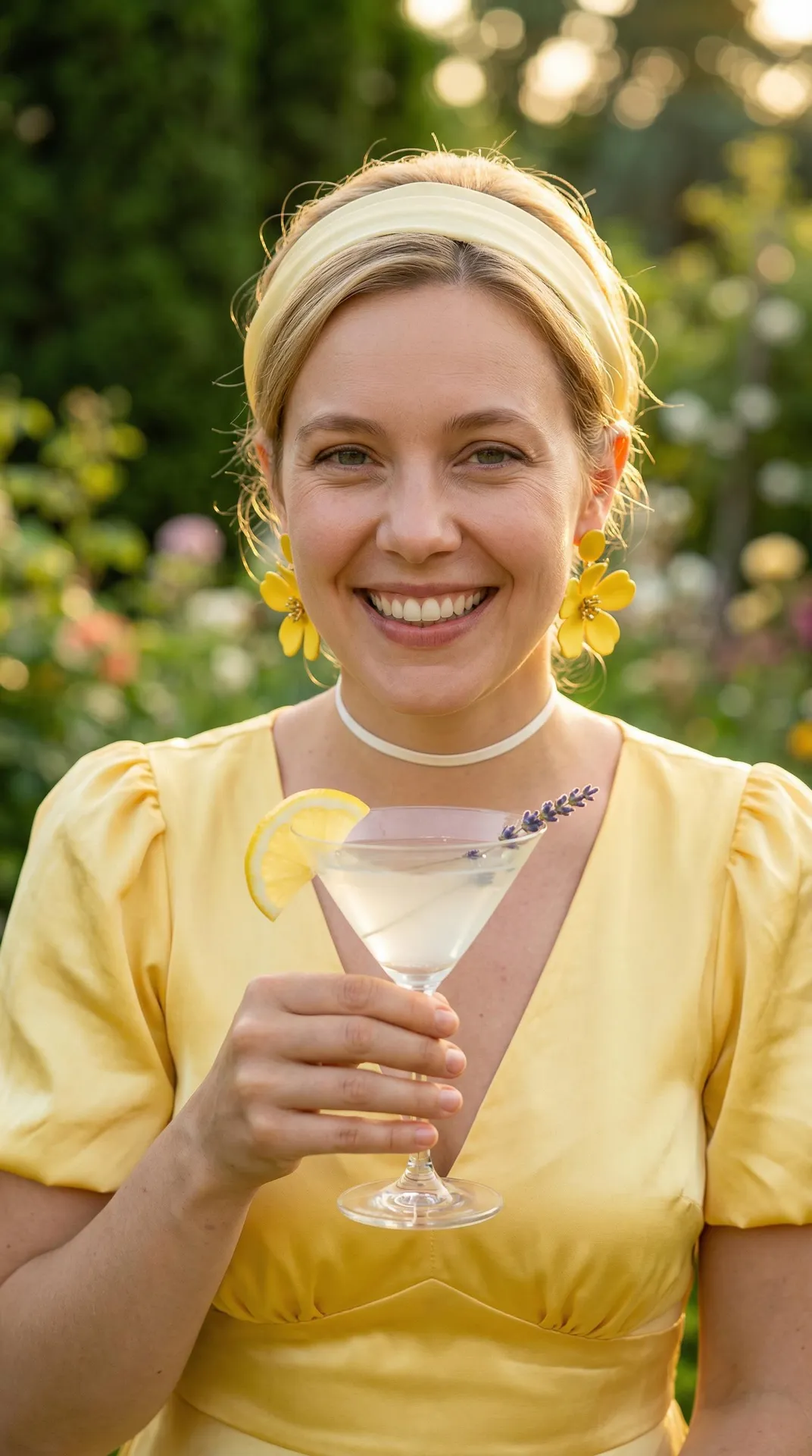 Makeup Earrings And Necklace In Garden Portrait