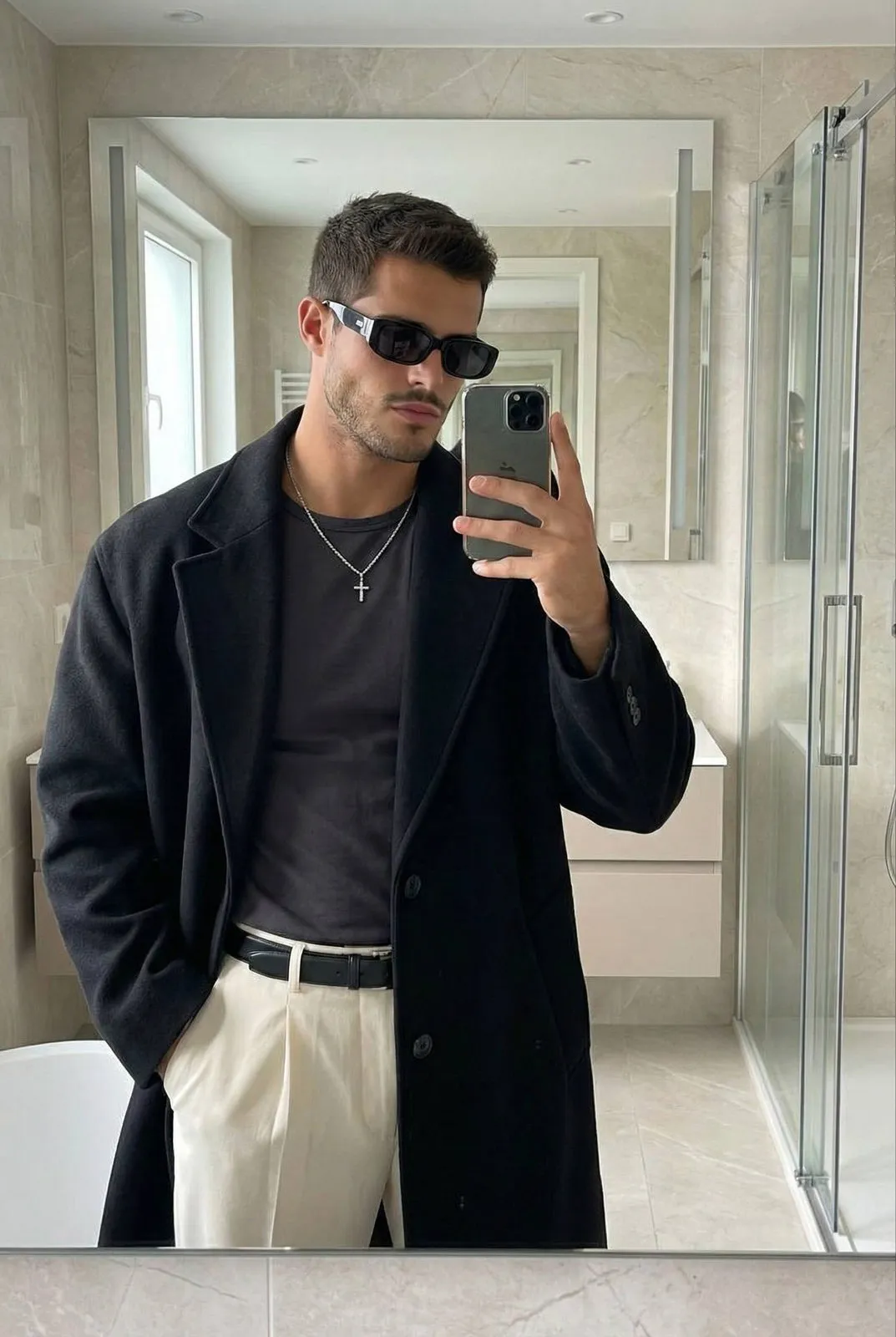 Sunglasses And Necklace In Mirror Selfie