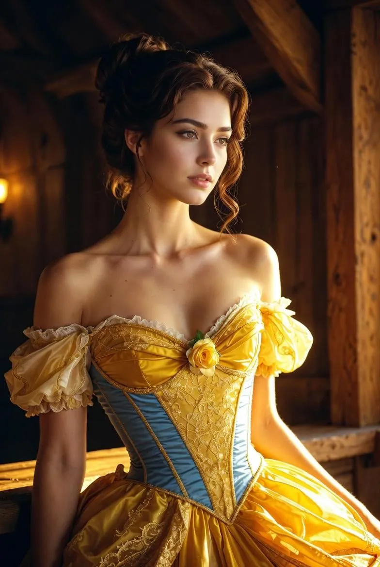 Rustic Interior Ballgown Portrait Golden Light