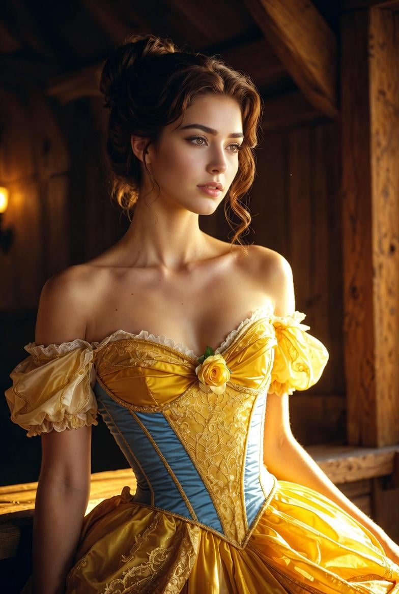 Rustic Interior Ballgown Portrait Golden Light