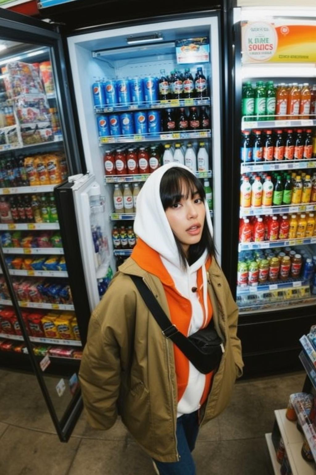 Explore Standing Convenience Store Facing Slight Head