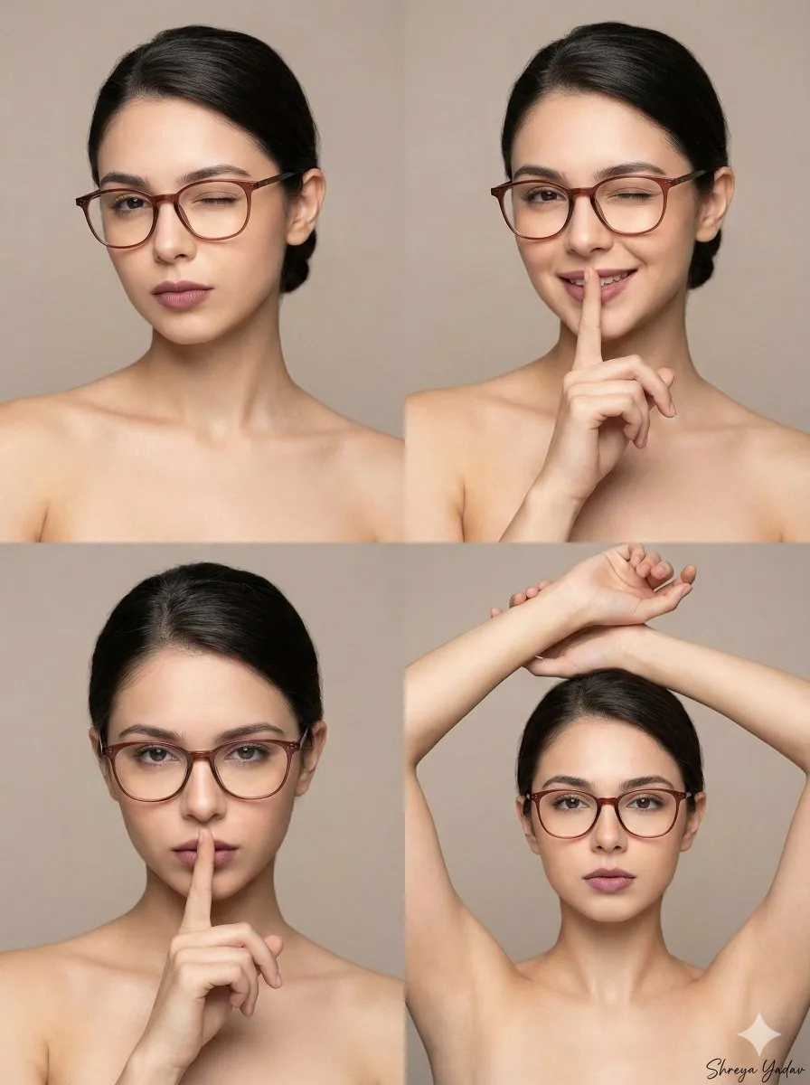 Glasses And Makeup In Studio Portrait