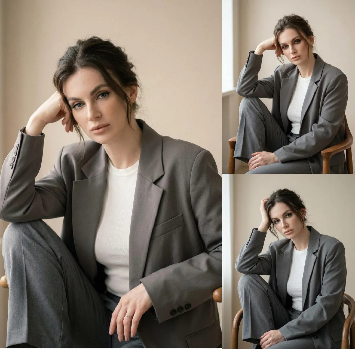 Realistic Woman Neutral Interior Portrait