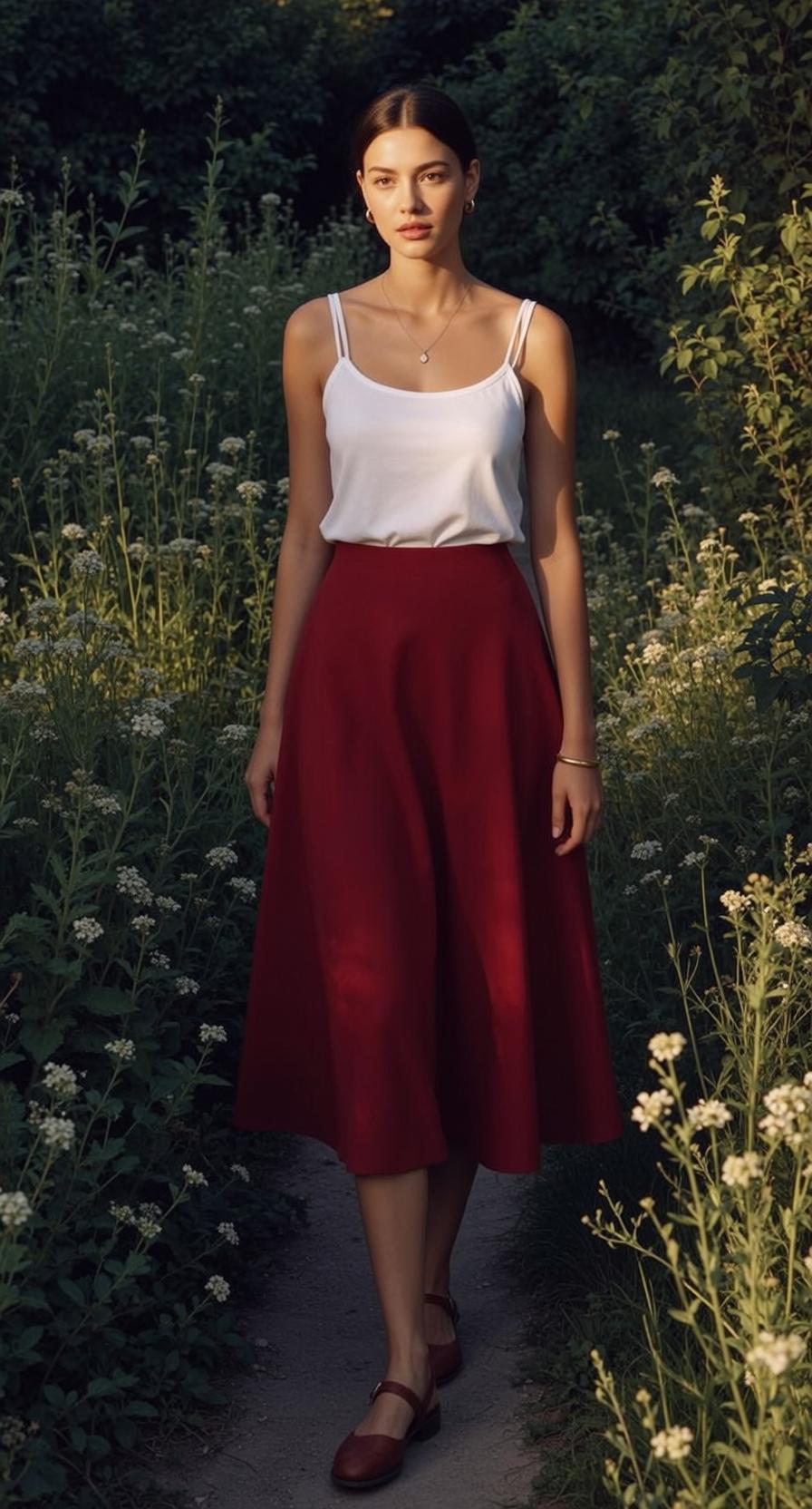 Red Skirt Wildflower Field