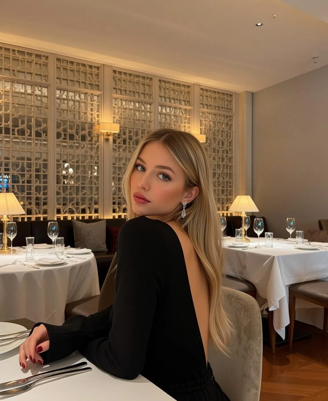 Earrings And Manicure At A Restaurant