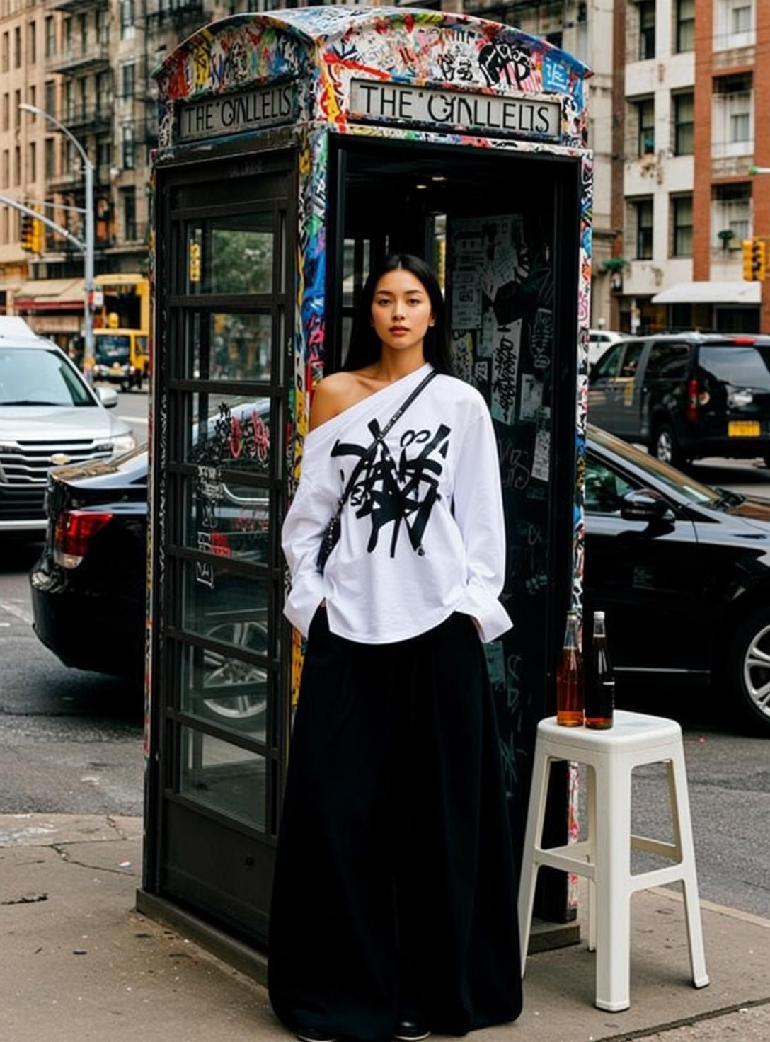 Graffiti Phone Booth Long Skirt
