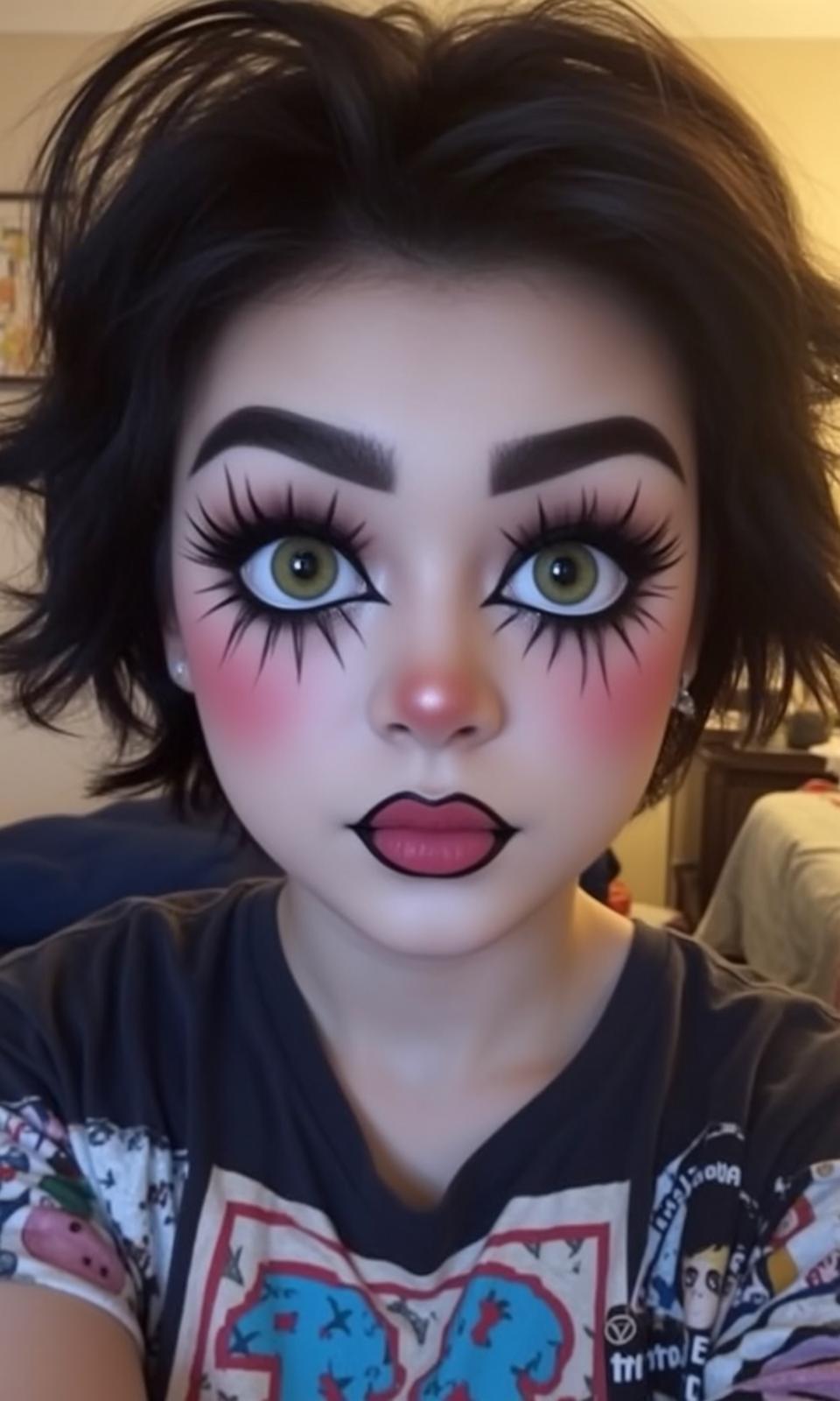 Halloween Makeup Young Doll-like Appearance Short Messy