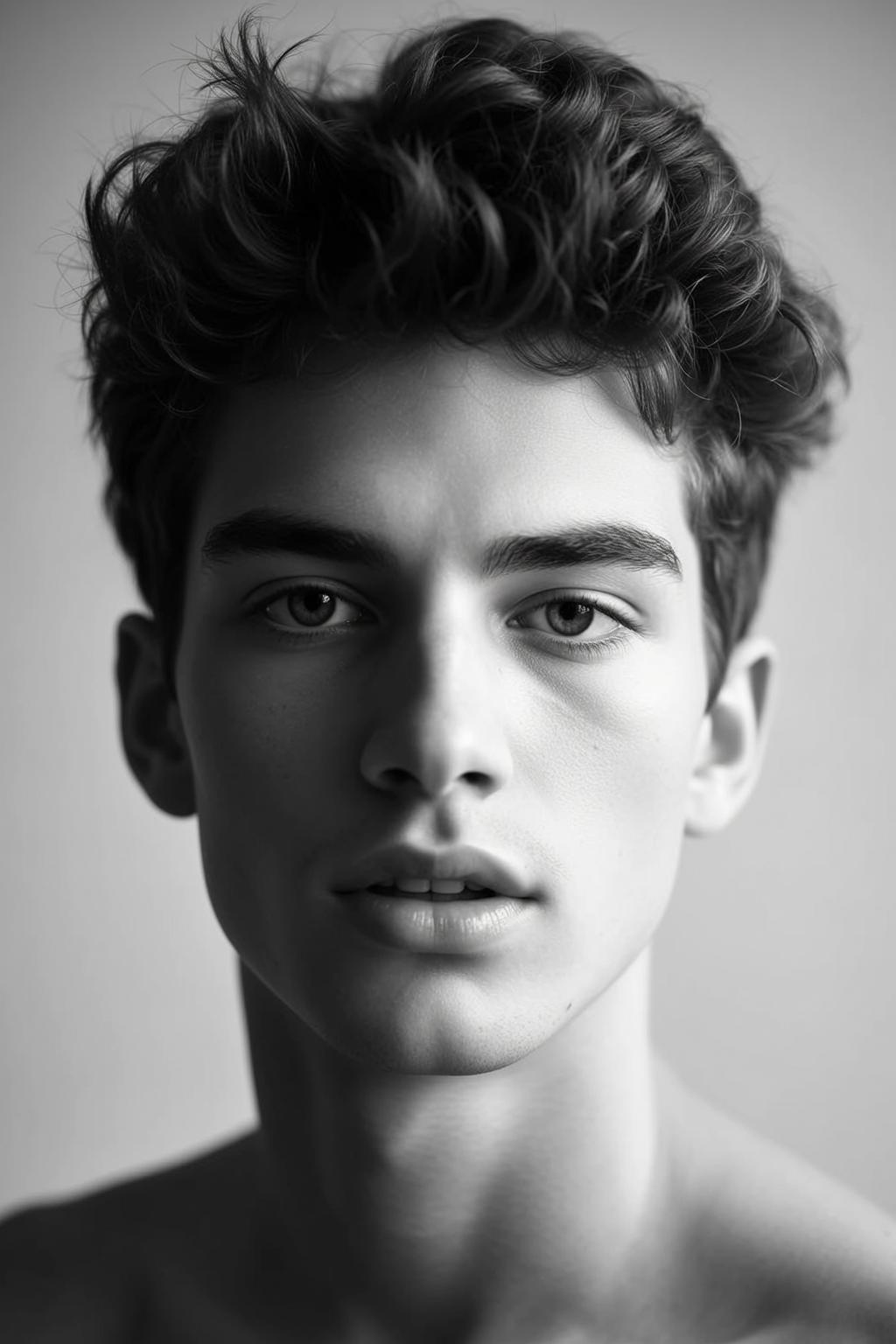 Headshot Orientation Black And White Photograph Young Man With Dark