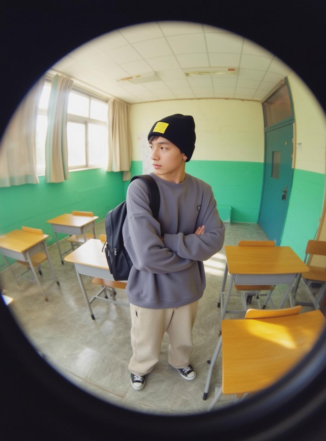 Fisheye Young Short Dark Light Grey Crewneck