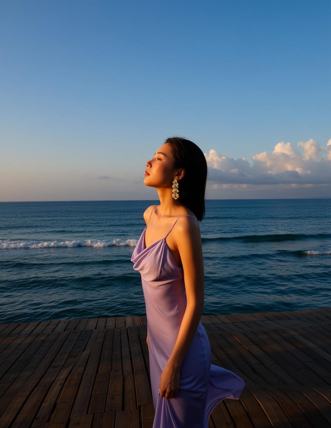 Lavender Slip Dress Beach Boardwalk