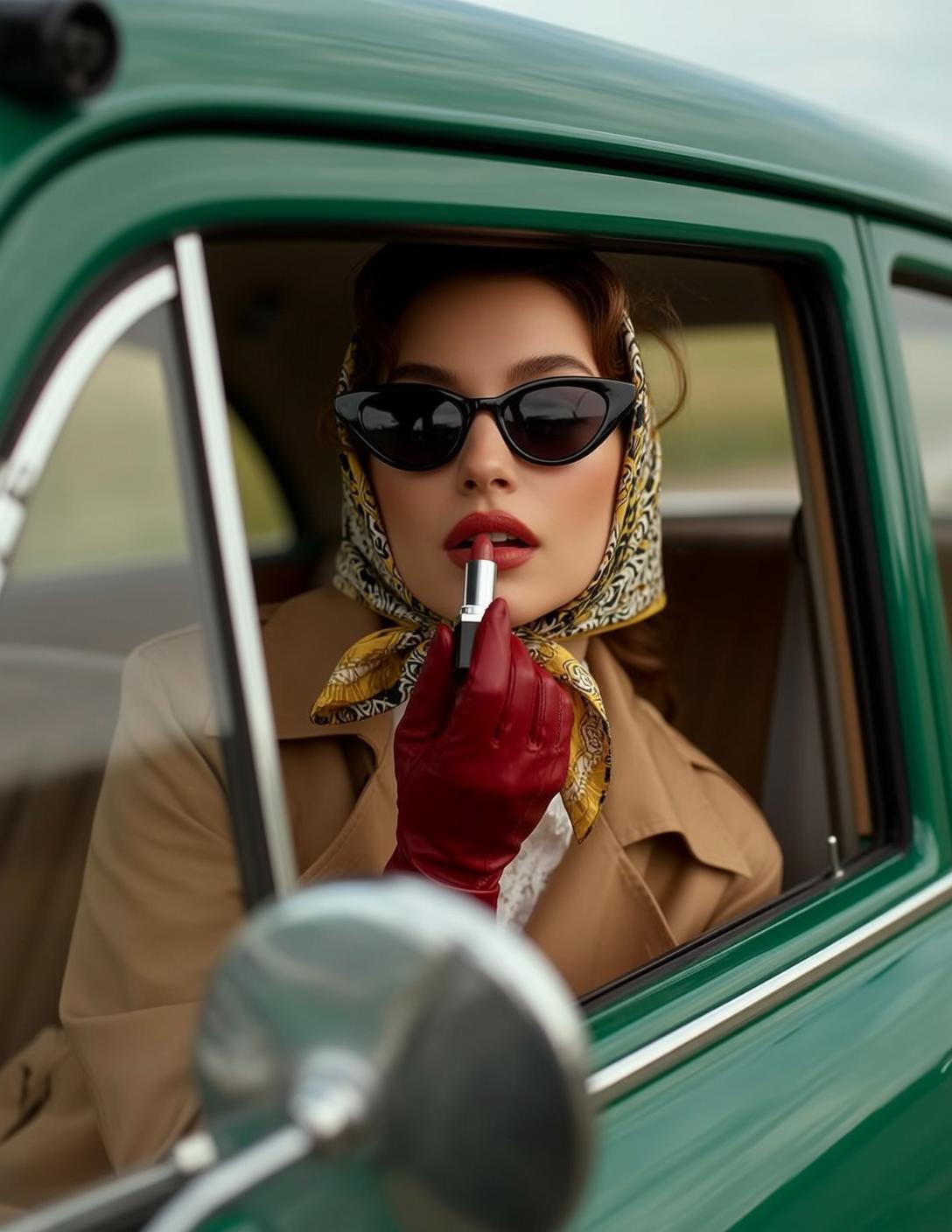 Car Lipstick Pose Portrait