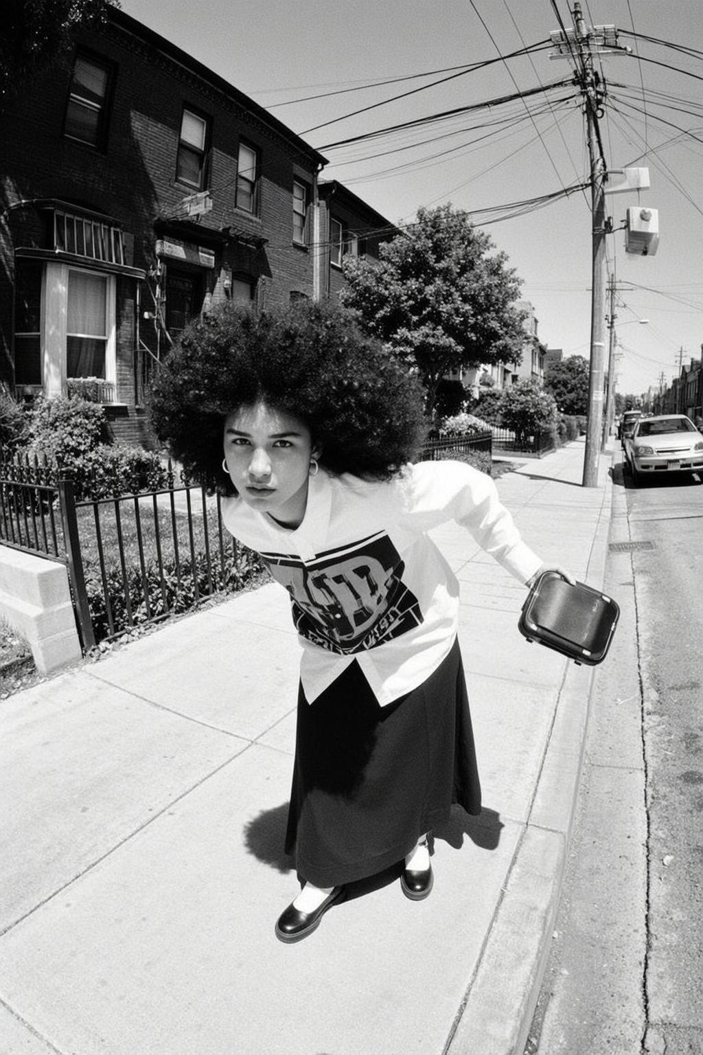 Black And White Afro Street Style