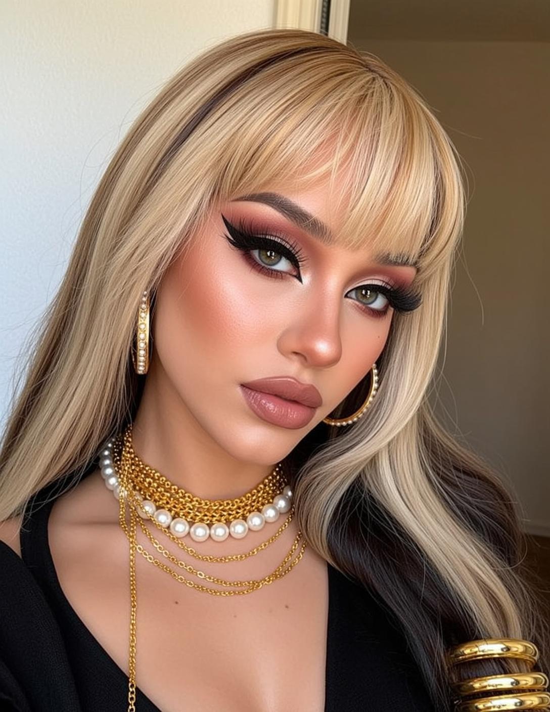 Makeup Captured Close-up Her Head Slightly Tilted