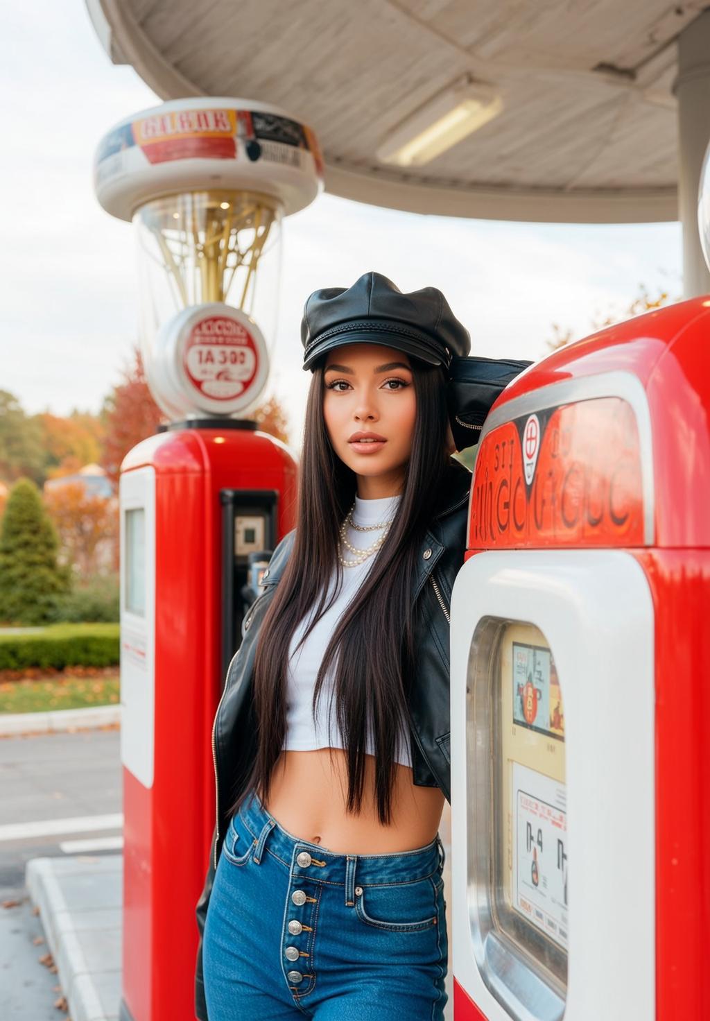 Leather Jacket Vintage Gas Pump